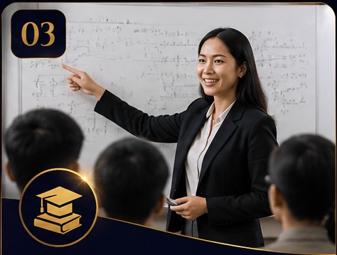 Academic educator teaching in a lecture room